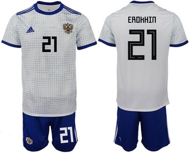 Russia #21 Erokhin Away Soccer Country Jersey