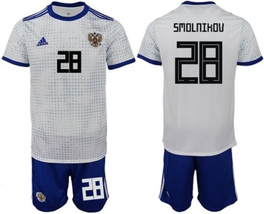 Russia #28 Smolnikov Away Soccer Country Jersey