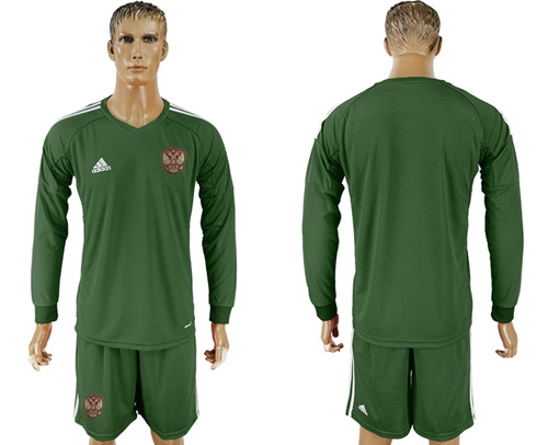 Russia Blank Army Green Long Sleeves Goalkeeper Soccer Country Jersey