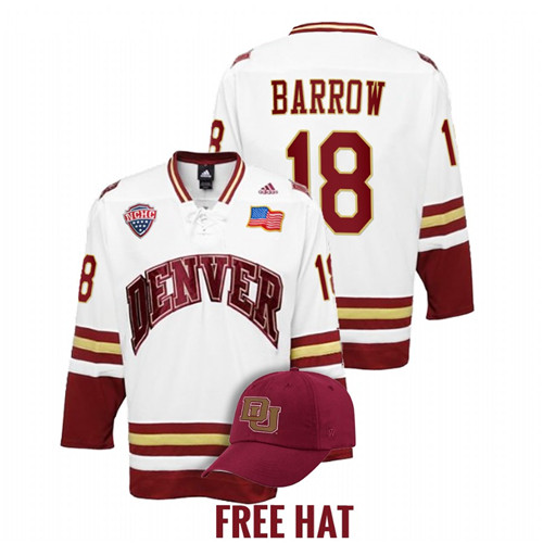 Ryan Barrow College Hockey Denver Pioneers White Jersey