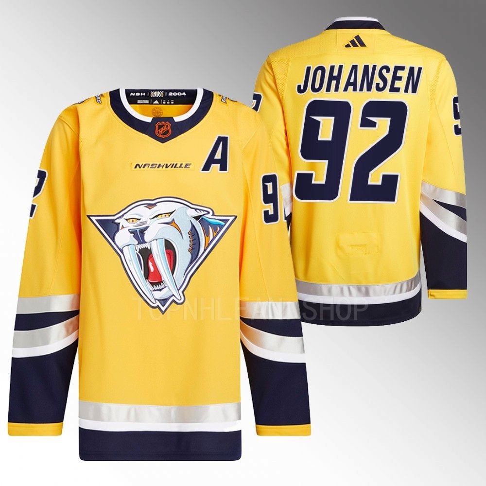Ryan Johansen 2022 Nashville Predators Yellow Reverse Retro 2.0 Authentic Primegreen Jersey