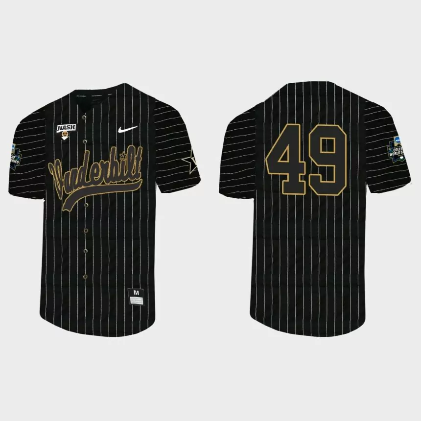 Ryan Keenan Vanderbilt Commodores 2021 College World Series Pinstripe Baseball Jersey – Black