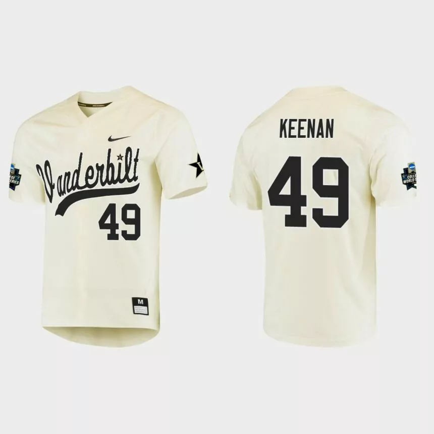 Ryan Keenan Vanderbilt Commodores College World Series Baseball Jersey – Cream