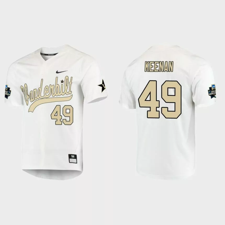 Ryan Keenan Vanderbilt Commodores College World Series Baseball Jersey – White