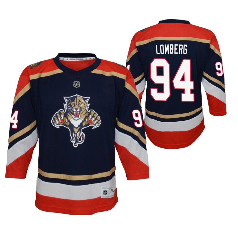 Ryan Lomberg Florida Panthers 2021 Reverse Retro Navy Youth Jersey Replica