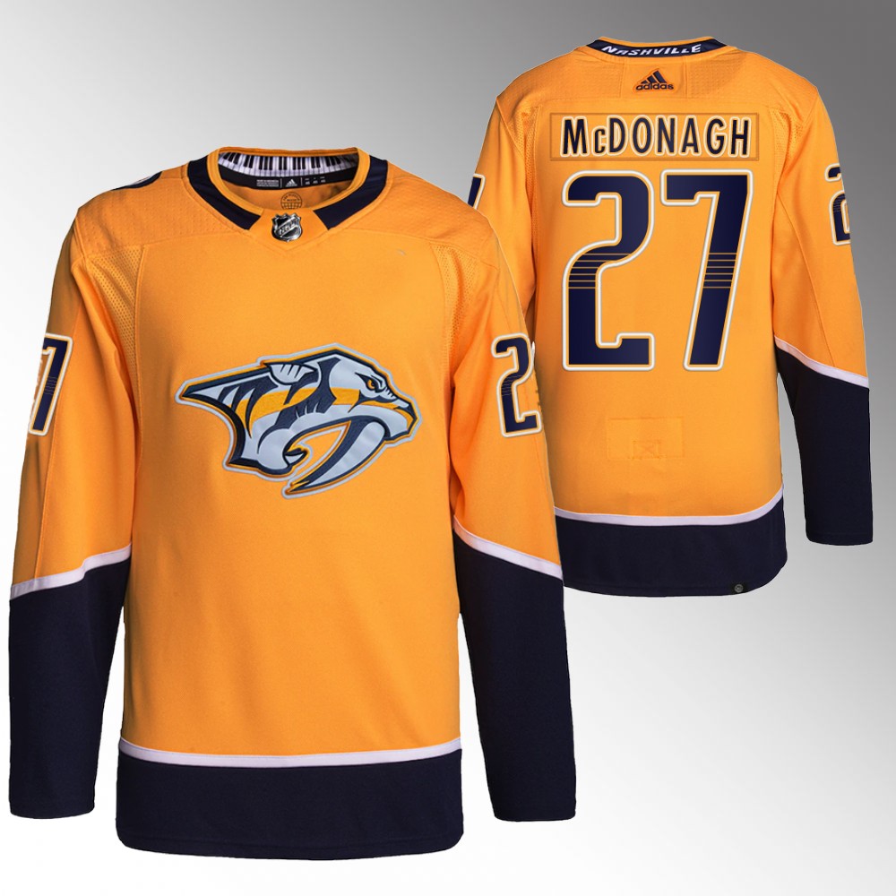 Ryan McDonagh Nashville Predators Gold Authentic Primegreen Home Jersey