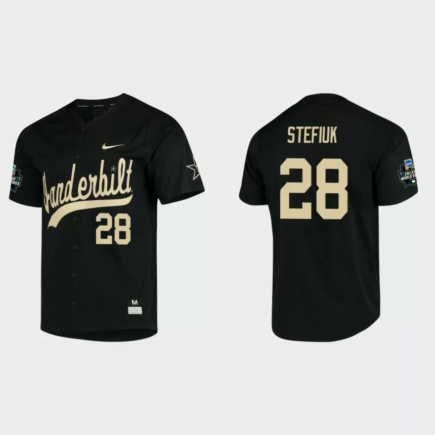 Ryan Stefiuk Vanderbilt Commodores College World Series Baseball Jersey – Black