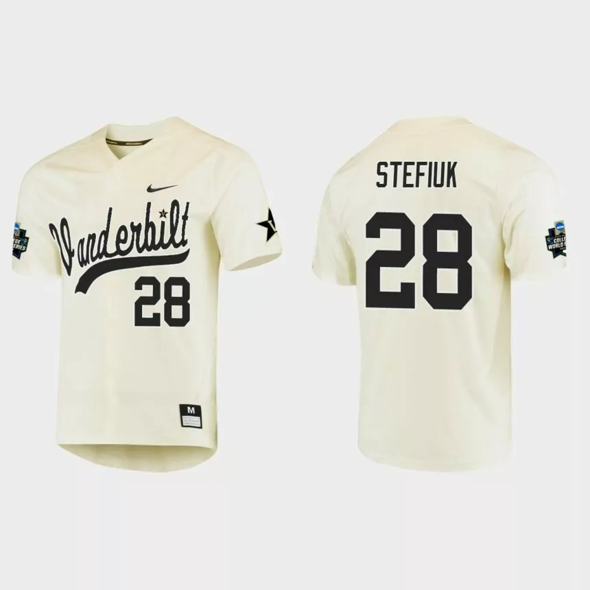 Ryan Stefiuk Vanderbilt Commodores College World Series Baseball Jersey – Cream