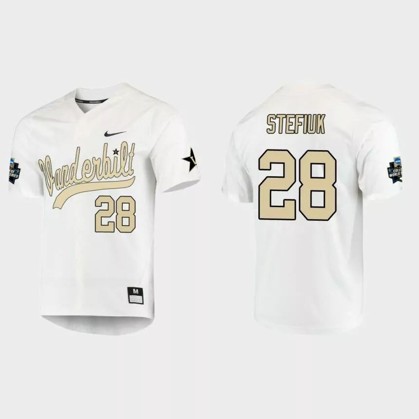 Ryan Stefiuk Vanderbilt Commodores College World Series Baseball Jersey – White