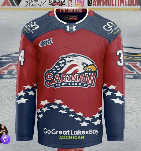 SAGINAW SPIRIT HOCKEY JERSEYS