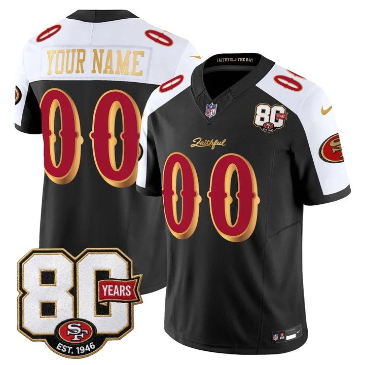 SAN FRANCISCO 49ERS 80TH ANNIVERSARY PATCH VAPOR LIMITED CUSTOM JERSEY - RIVALRIES EDITION BLACK ALTERNATE