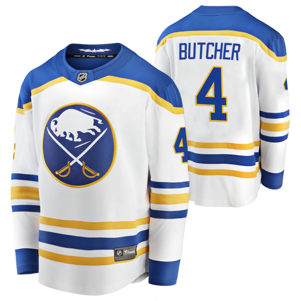 Sabres #4 Will Butcher White 2021-22 Away Jersey