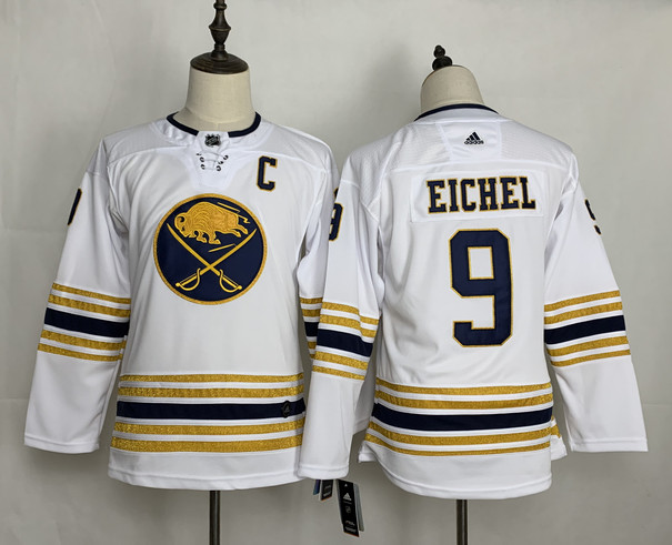 Sabres 9 Jack Eichel White Youth 50th Anniversary Adidas Jersey
