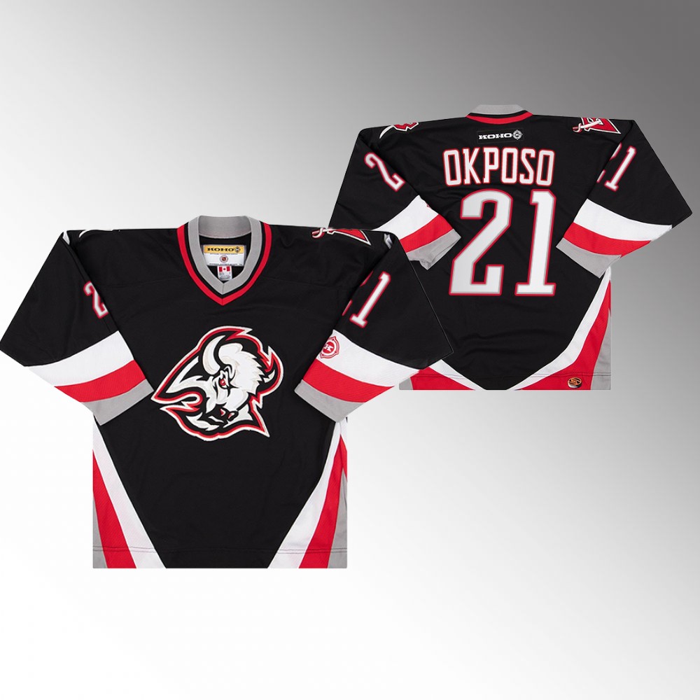 Sabres Kyle Okposo Black Primary Goathead Logo Throwback Jersey
