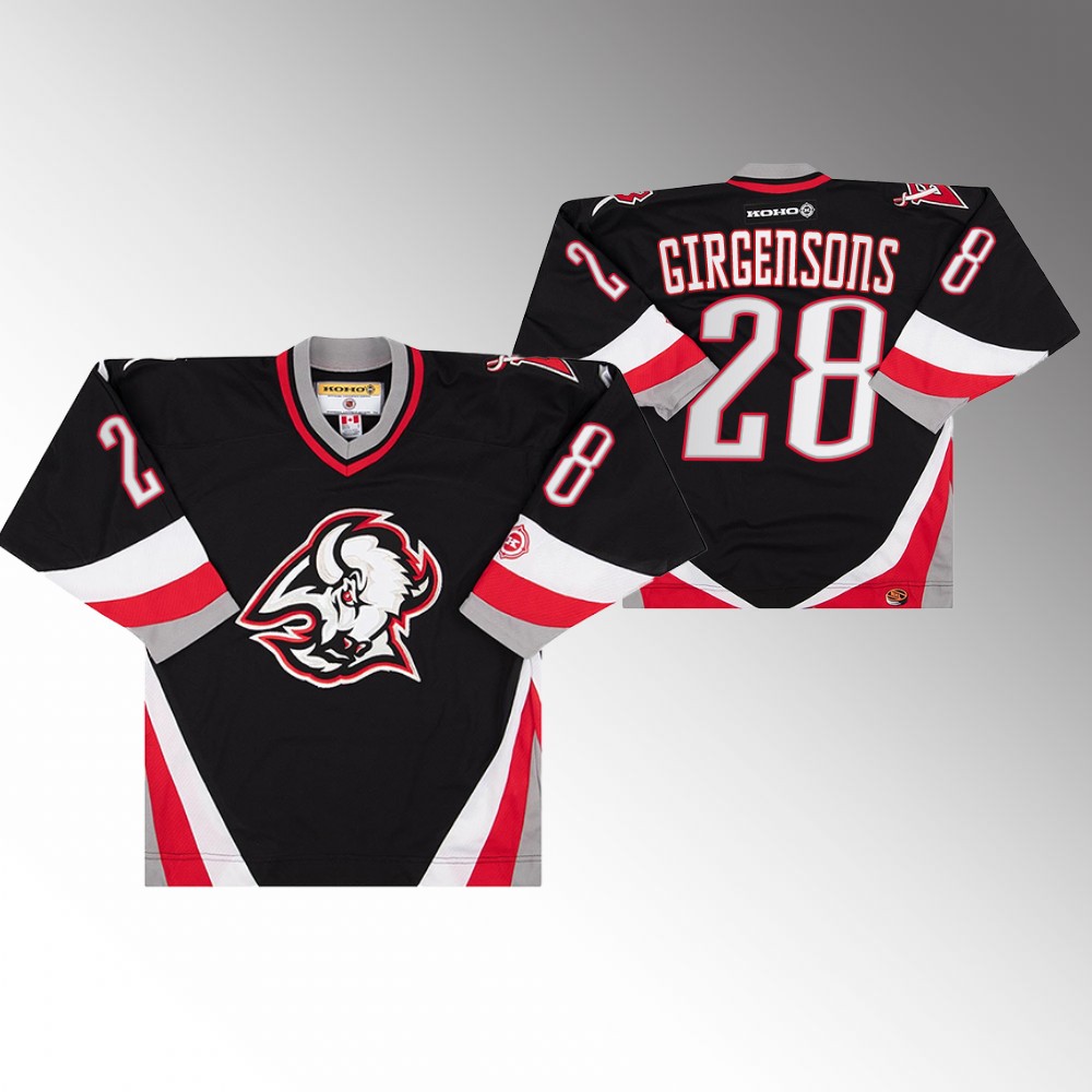 Sabres Zemgus Girgensons Black Primary Goathead Logo Throwback Jersey
