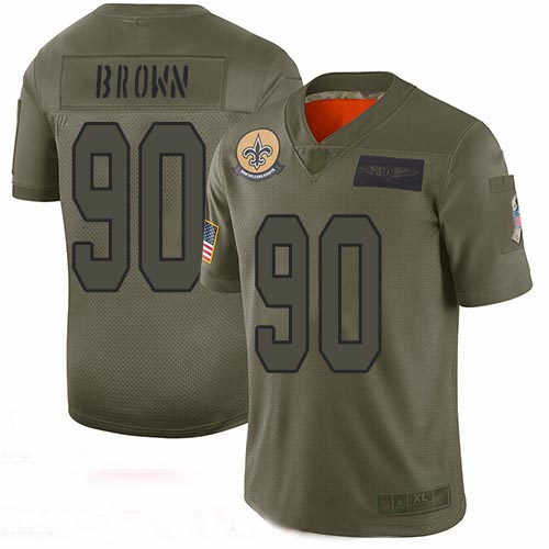 Saints #90 Malcom Brown Camo Youth Stitched Football Limited 2019 Salute to Service Jersey