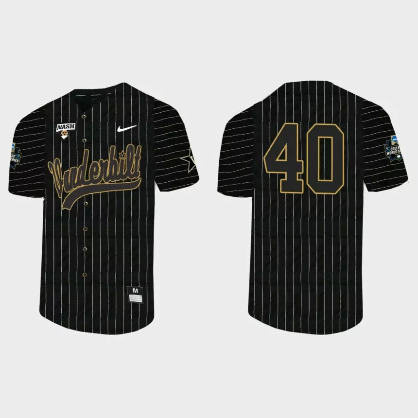 Sam Hliboki Vanderbilt Commodores 2021 College World Series Pinstripe Baseball Jersey – Black