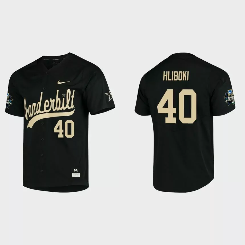 Sam Hliboki Vanderbilt Commodores College World Series Baseball Jersey – Blac