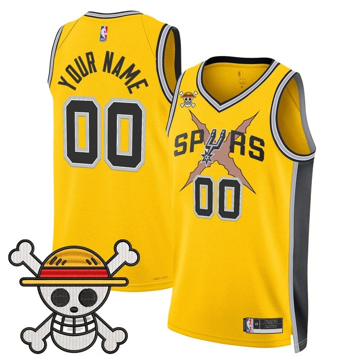 San Antonio Spurs x One Piece Custom Jersey Collection YELLOW