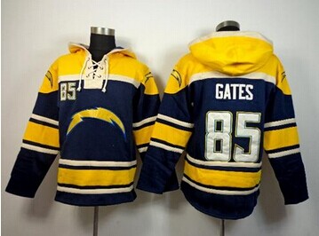 San Diego Chargers #85 Antonio Gates Navy Blue Sawyer Hooded Sweatshirt NFL Hoodie