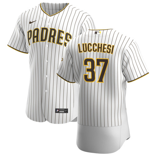 San Diego Padres #37 Joey Lucchesi Men's Nike White Brown Home 2020 Authentic Player Jersey