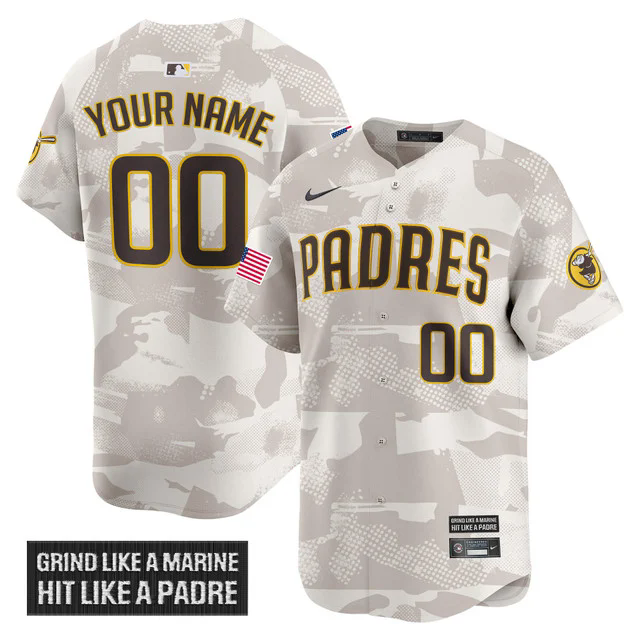 San Diego Padres 2025 Armed Forces Day Vapor Premier Limited Custom Jersey CAMO.webp