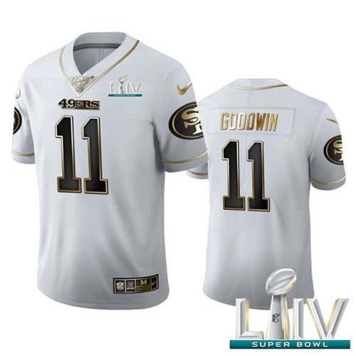 San Francisco 49ers #11 Marquise Goodwin Men's Nike White Golden Super Bowl LIV 2020 Edition Vapor Limited NFL 100 Jersey
