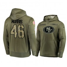 San Francisco 49ers #46 Alfred Morris Olive Pullover Hoodie 2018 Salute To Service