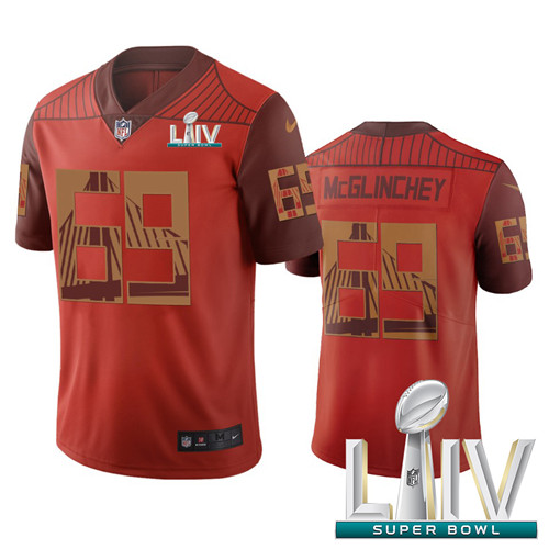 San Francisco 49ers #69 Mike McGlinchey Orange Super Bowl LIV 2020 Vapor Limited City Edition NFL Jersey
