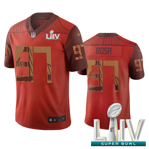 San Francisco 49ers #97 Nick Bosa Orange Super Bowl LIV 2020 Vapor Limited City Edition NFL Jersey