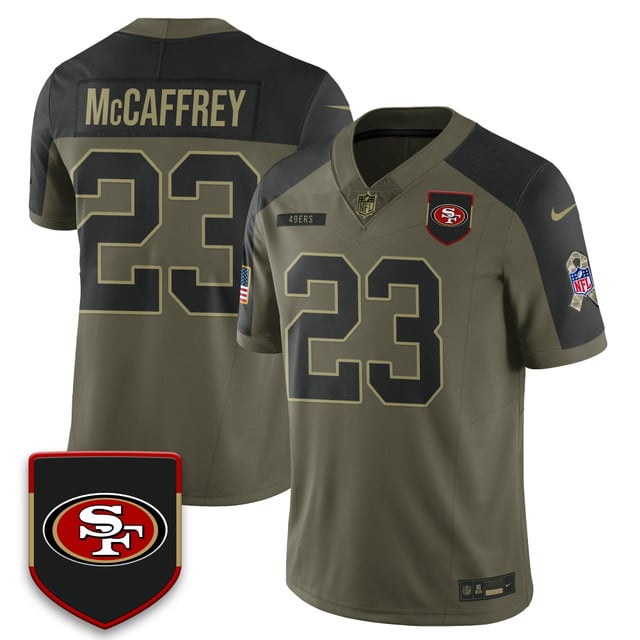 San Francisco 49ers 2025 Salute to Service Limited Jersey olive #23 Christian McCaffrey