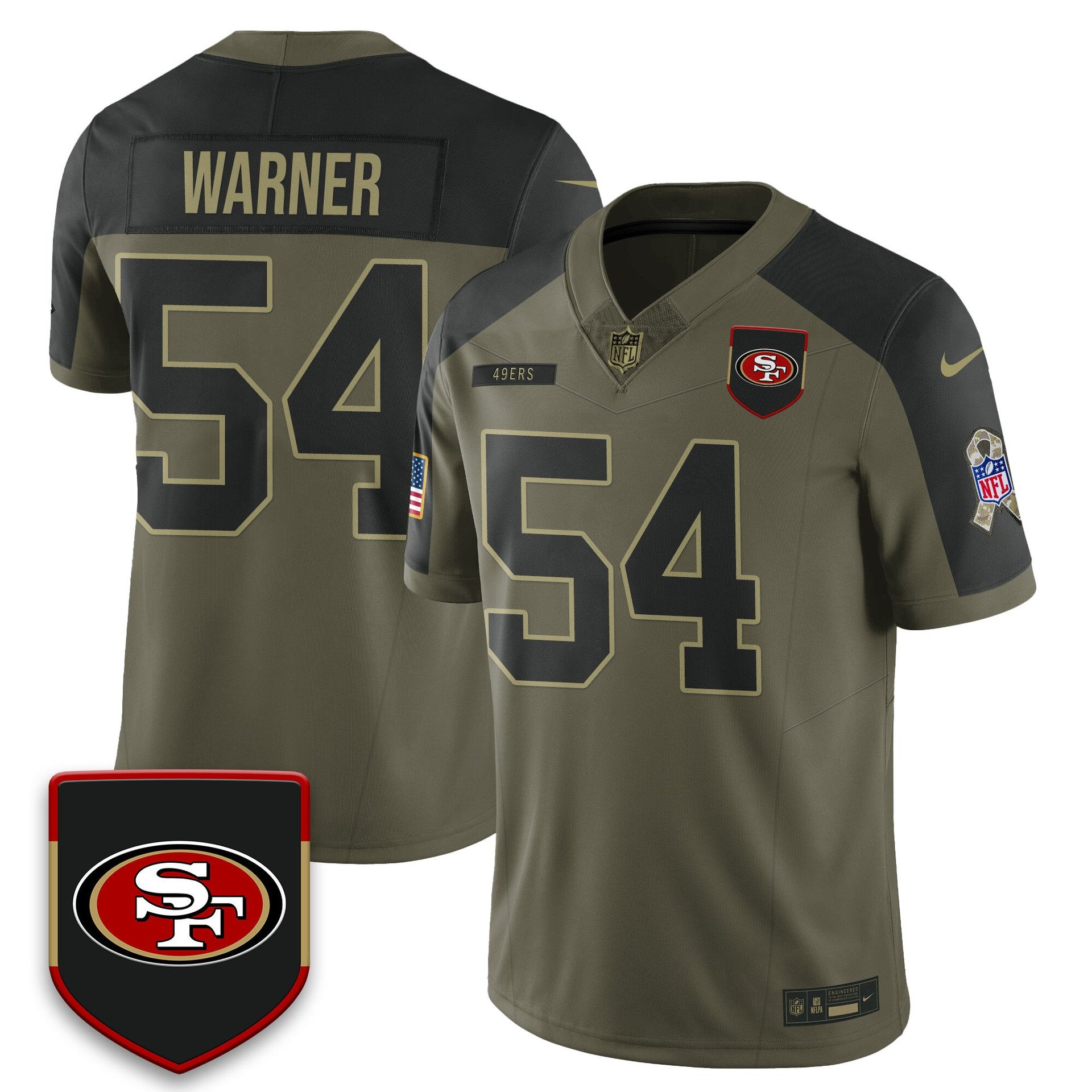 San Francisco 49ers 2025 Salute to Service Limited Jersey olive #54 Fred Warner