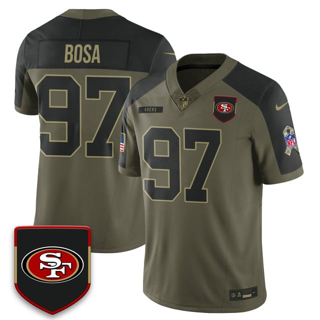 San Francisco 49ers 2025 Salute to Service Limited Jersey olive #97 Nick Bosa