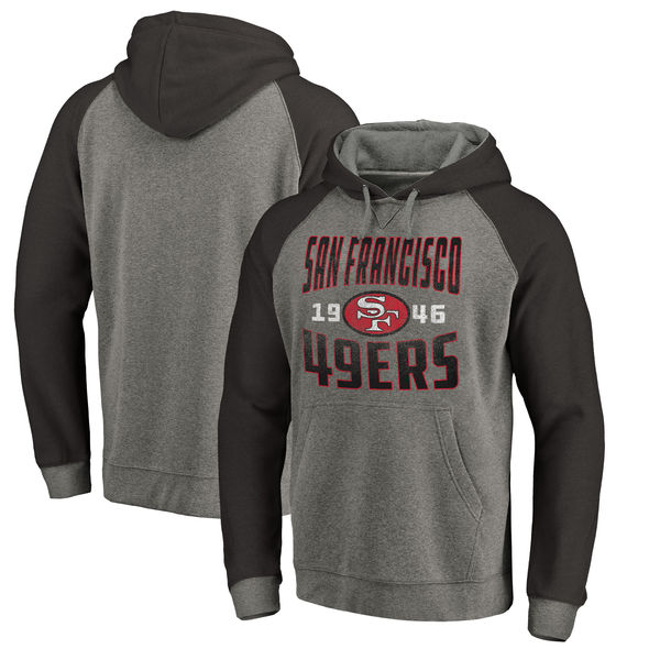 San Francisco 49ers NFL Pro Line By Fanatics Branded Timeless Collection Antique Stack Tri-Blend Raglan Pullover Hoodie Ash