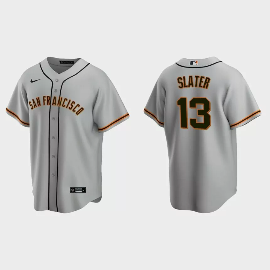 San Francisco Giants #13 Austin Slater Replica Road Jersey – Gray