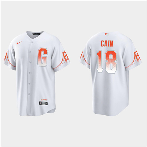 San Francisco Giants #18 Matt Cain Men's 2021 City Connect White Fan's Version Jersey