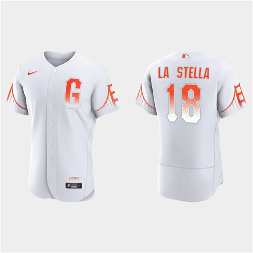 San Francisco Giants #18 Tommy La Stella Men's 2021 City Connect Authentic White Jersey