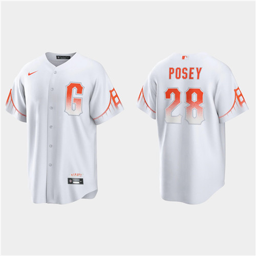 San Francisco Giants #28 Buster Posey Men's 2021 City Connect White Fan's Version Jersey