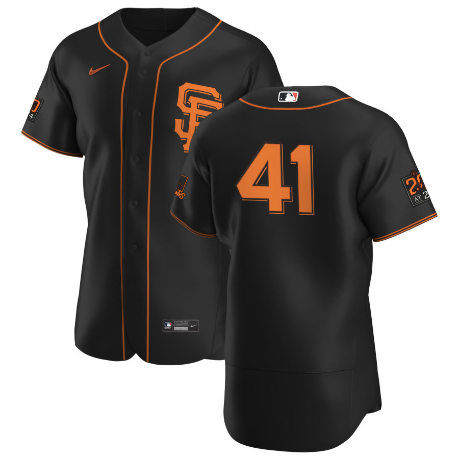 San Francisco Giants #41 Wilmer Flores Men's Nike Black Alternate 2020 Authentic 20 at 24 Patch Player MLB Jersey