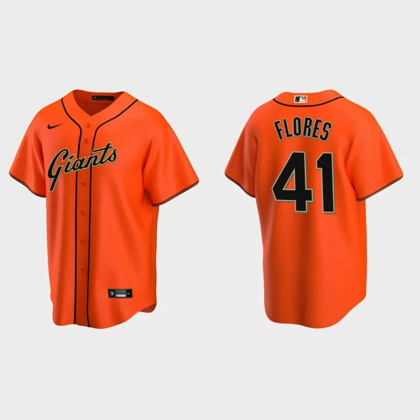 San Francisco Giants #41 Wilmer Flores Replica Alternate Jersey – Orange