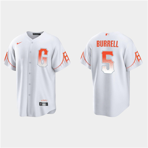San Francisco Giants #5 Pat Burrell Men's 2021 City Connect White Fan's Version Jersey