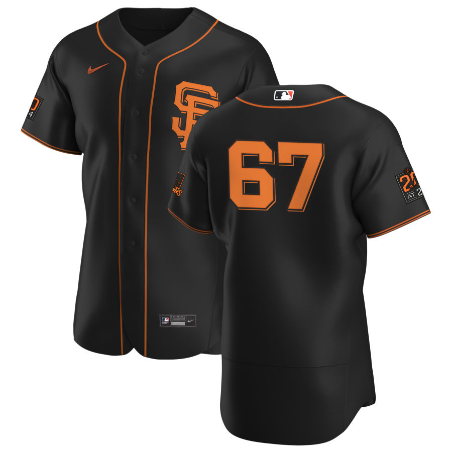San Francisco Giants #67 Sam Selman Men's Nike Black Alternate 2020 Authentic 20 at 24 Patch Player MLB Jersey