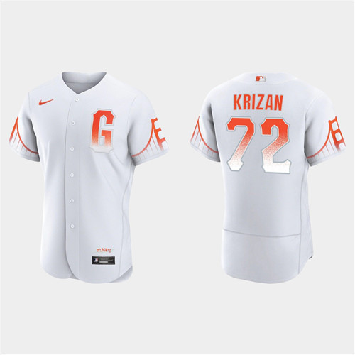 San Francisco Giants #72 Jason Krizan Men's 2021 City Connect Authentic White Jersey