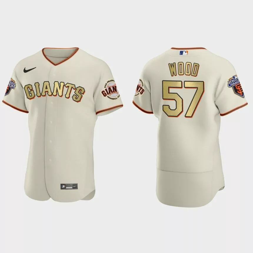 San Francisco Giants Alex Wood Cream Gold 2010 World Series Champions Jersey