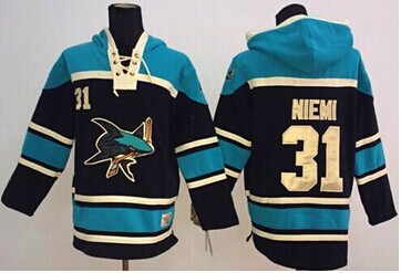 San Jose Sharks #9 Pascal Dupuis Black Sawyer Hooded Sweatshirt Stitched NHL Jersey