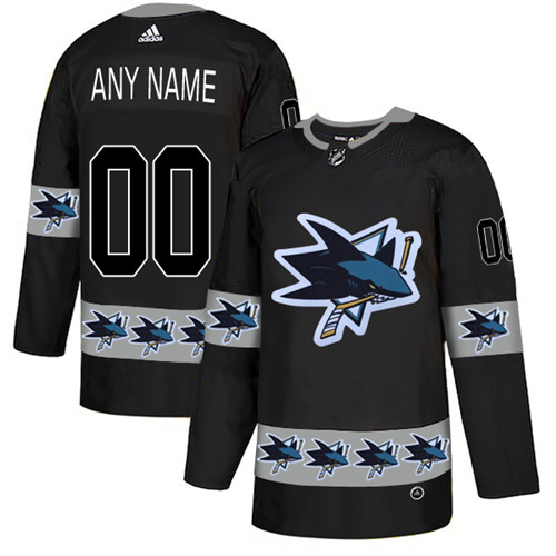 San Jose Sharks Black Men's Customized Team Logos Fashion Adidas Jersey