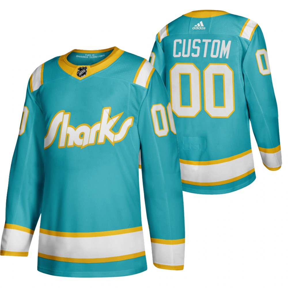 San Jose Sharks Custom 2020 Throwback Authentic Player Teal Jersey