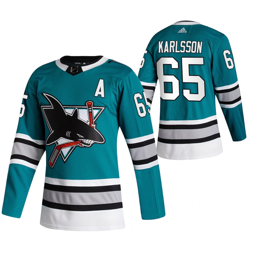 San Jose Sharks Erik Karlsson Teal 2020-21 30th Anniversary Heritage Authentic Jersey