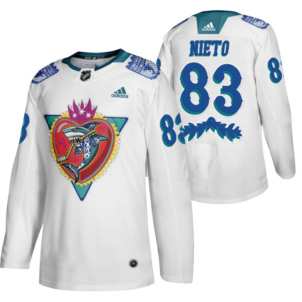 San Jose Sharks Matt Nieto White 2021 Los Tiburones Night Special Jersey