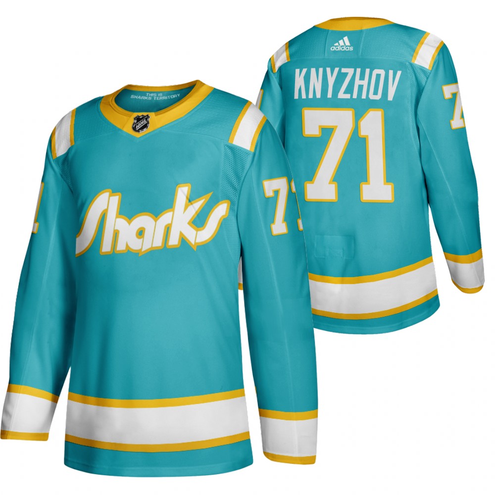 San Jose Sharks Nikolai Knyzhov 2020 Throwback Authentic Player Teal Jersey